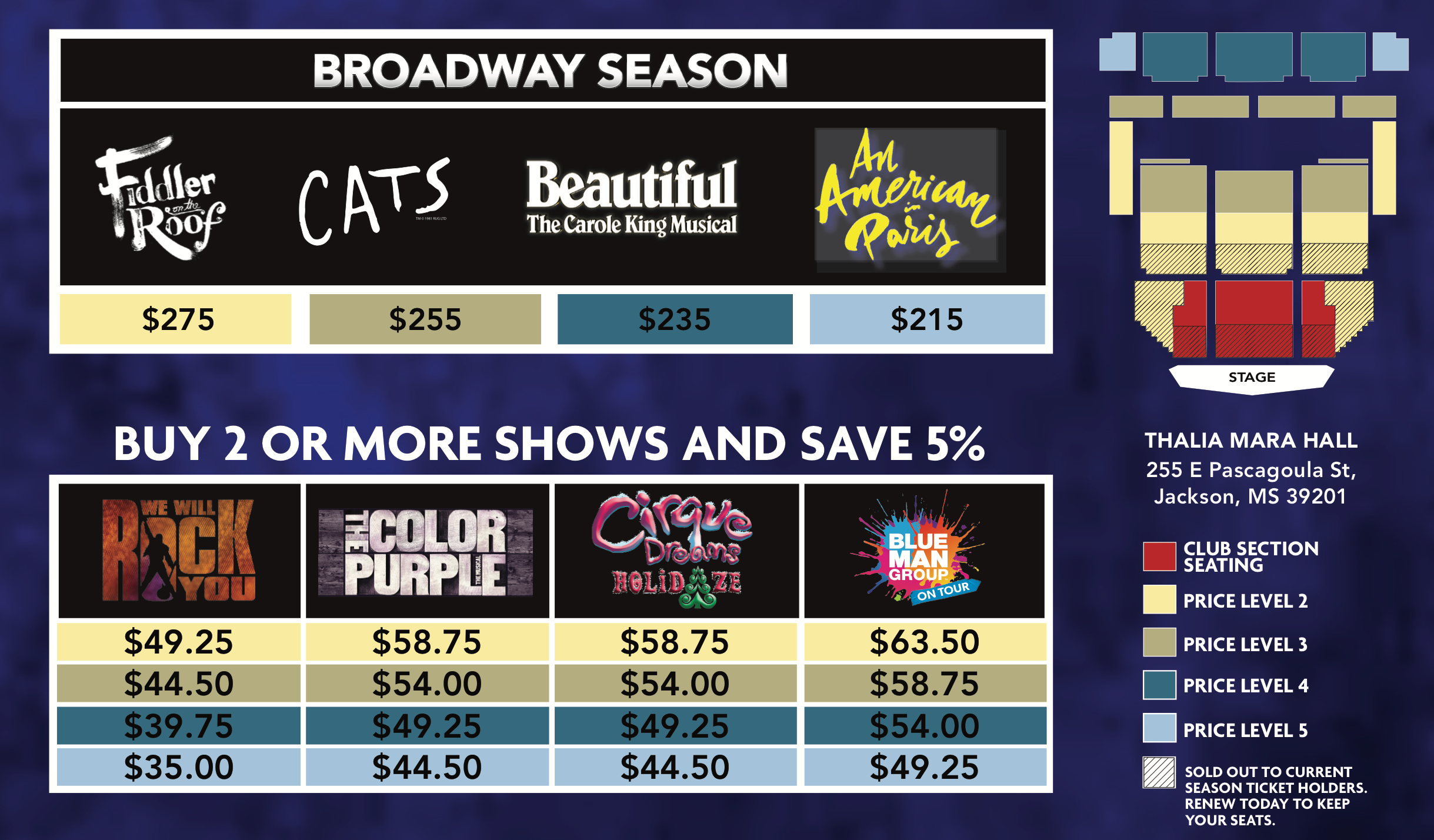 Pricing / Seating Chart | Broadway in Jackson